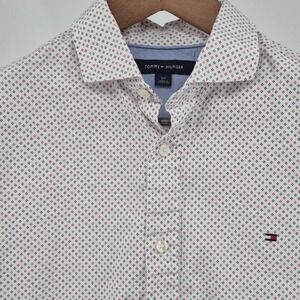 Tommy Hilfiger Long Sleeve Button Down Shirt White Patterned Print Men's Size S